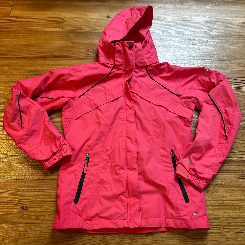 Columbia pink black accents hooded utility jacket SIZE 14‎